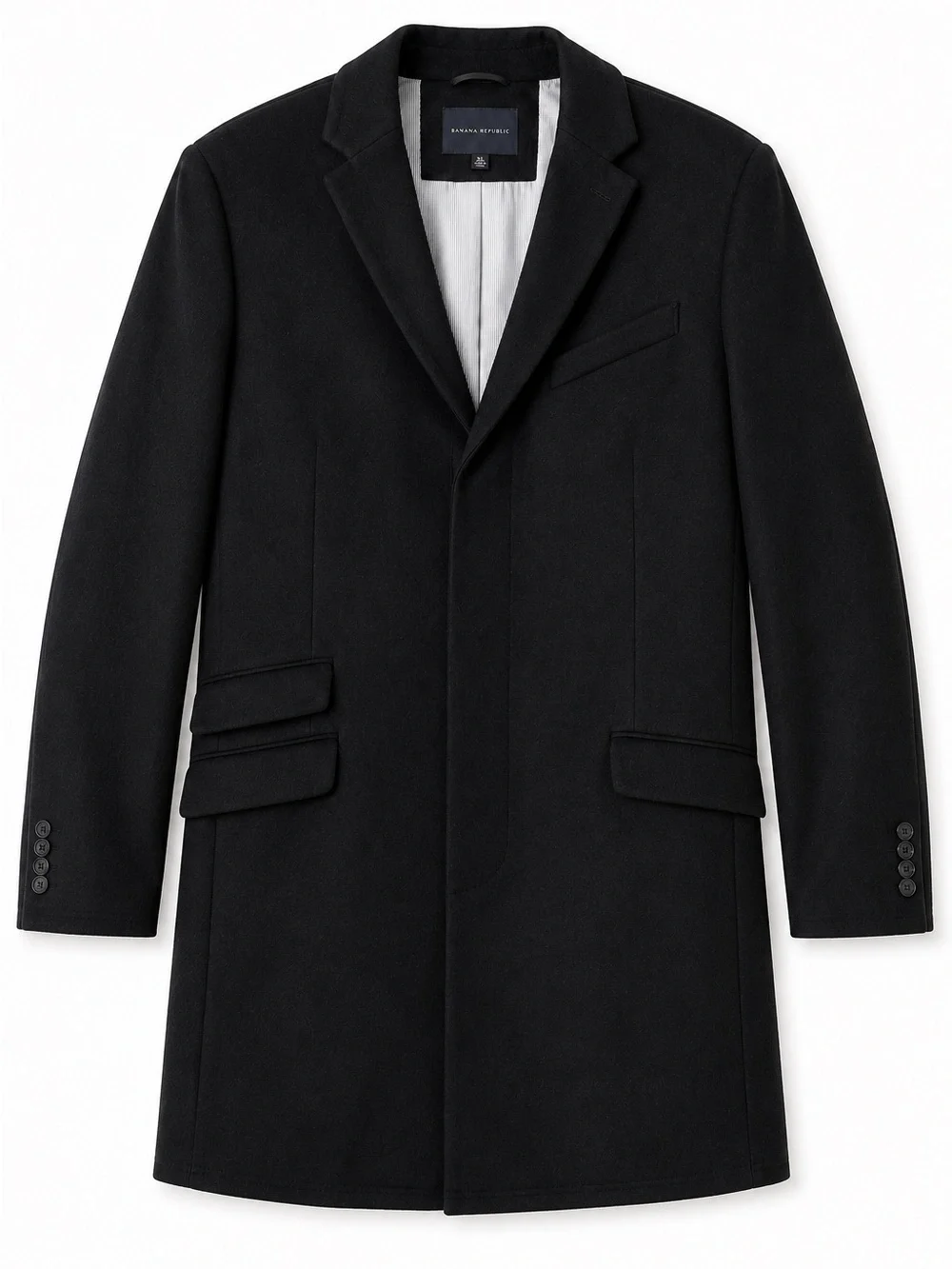 Banana Republic | Black Wool Pea Coat Single Breast Urban Classic Preppy XL